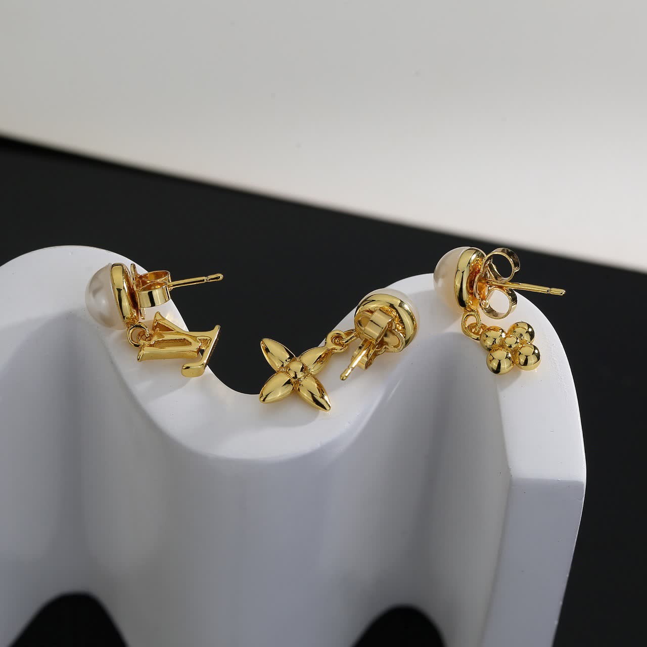 Louis Vuitton Pearl & Gold Earrings